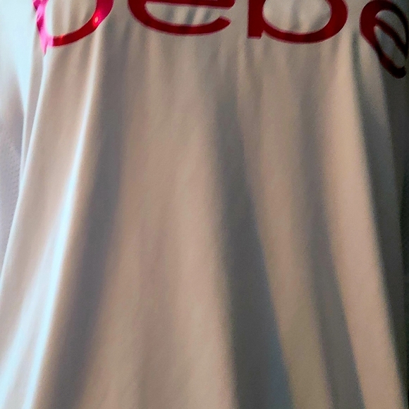 Bebe womens shirt size XL color White with Pink. Mesh back. - Picture 2 of 13